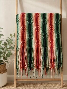 Handmade Crochet Southwestern Boho Throw Blanket